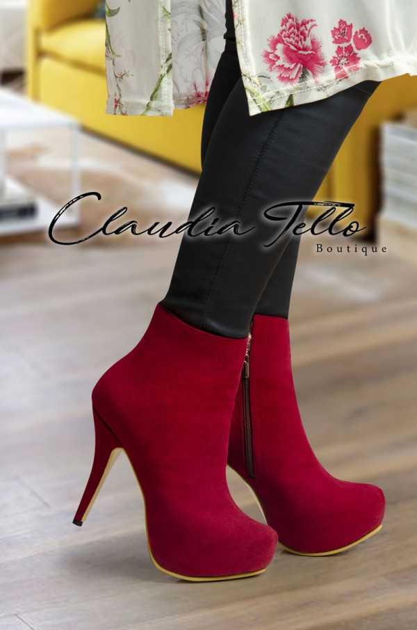 Botines Camila Cuero Rojo