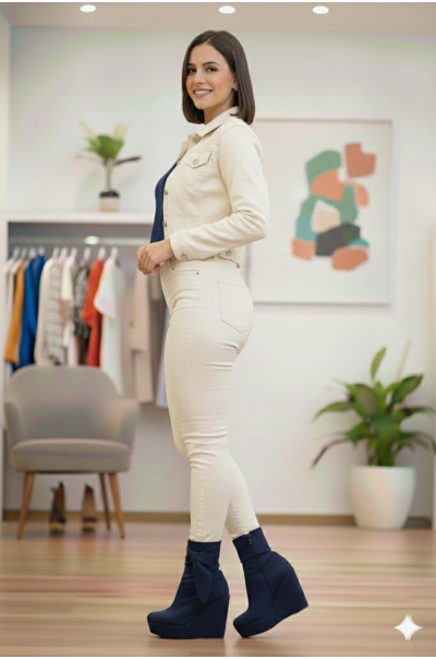 Pamela Blue Ankle Boots