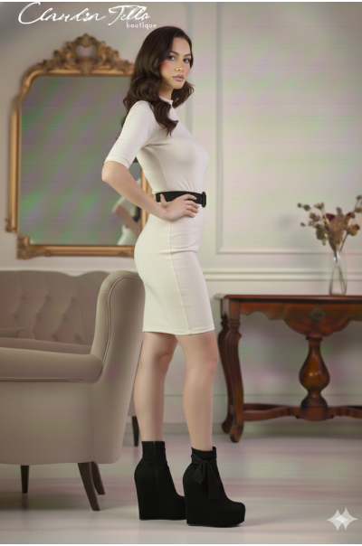 Botines Pamela Cuero Negro