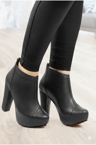 Coco Black Smooth Ankle Boots