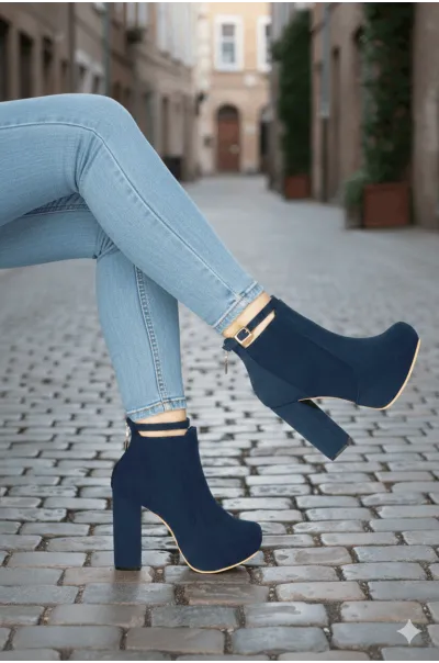 Claudia Blue Ankle Boots