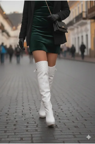 Botas Valentina Cuero Blanco