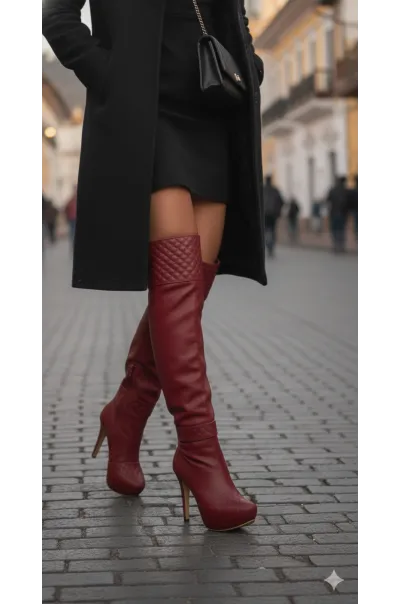 Botas Valentina Cuero Rojo
