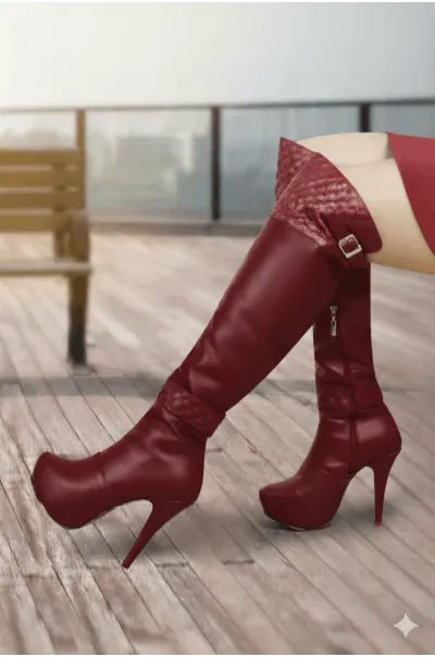 Botas Valentina Cuero Rojo
