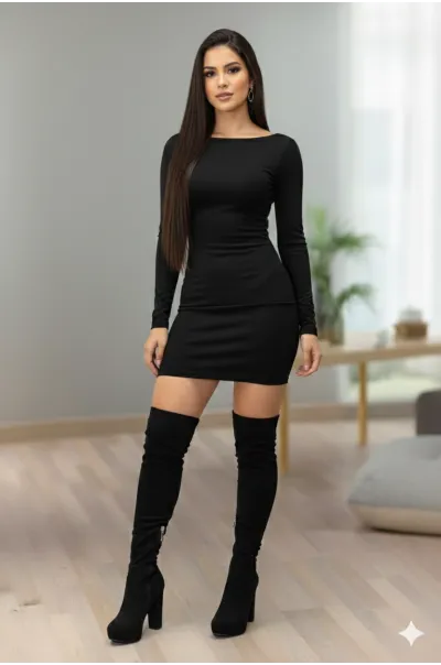 Botas Luna Negro Tacon Grueso